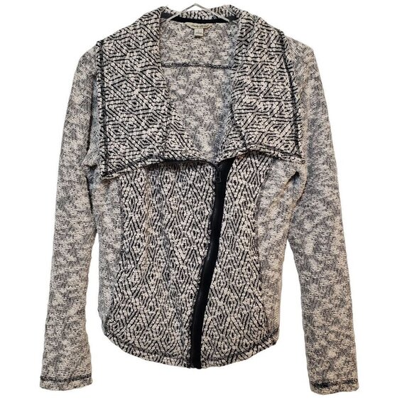 Lucky Brand Marled Moto Sweater Jacket Cotton Blend Pockets Womens Sz Large - Picture 1 of 10